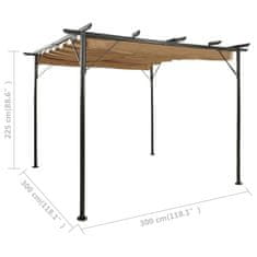 Vidaxl Pergola z zložljivo streho taupe 3x3 m jeklo 180 g/m2