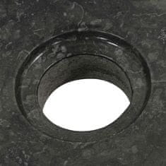 Greatstore Kopalniška omarica tikovina z umivalnikoma iz črnega marmorja