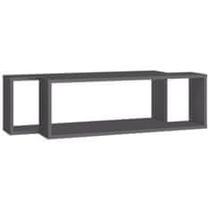 Vidaxl Stenske police kockaste 2 kosa sive 80x15x26,5 cm