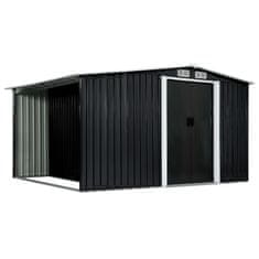 Vidaxl Vrtna lopa z drsnimi vrati antracitna 329,5x205x178 cm jeklo