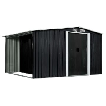 Vidaxl Vrtna lopa z drsnimi vrati antracitna 329,5x205x178 cm jeklo