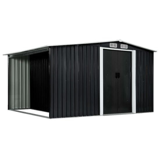Vidaxl Vrtna lopa z drsnimi vrati antracitna 329,5x205x178 cm jeklo