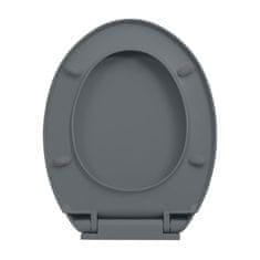 Greatstore WC deska s počasnim zapiranjem siva ovalna