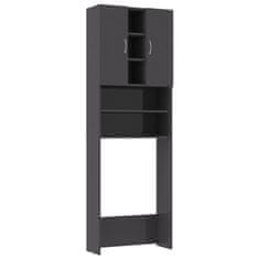 Vidaxl Omara za pralni stroj visok sijaj siva 64x25,5x190 cm