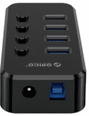 Orico SWU3-4A USB hub, 4x USB 3.0, 1x 12W polnilni izhod, s stikali, zunanje napajanje (SWU3-4A-EU-BK-BP)