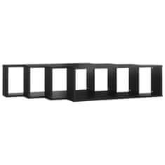 Vidaxl Stenske police kockaste 4 kosi visok sijaj črne 80x15x26,5 cm