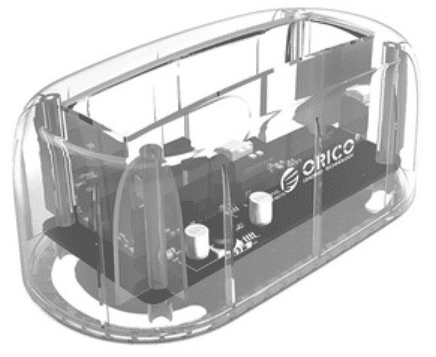 Orico 6139C3 postaja za HDD/SSD, 2,5 / 3,5, SATA v USB-C, prozorna (6139C3-EU-CR-BP)