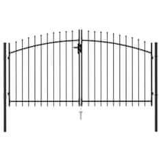 Greatstore Dvojna vrata za ograjo koničasta jeklo 3x1,5 m črna