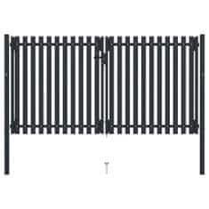 Greatstore Dvojna vrata za ograjo iz jekla 306x220 cm antracitna