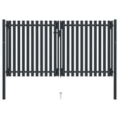Vidaxl Dvojna vrata za ograjo iz jekla 306x220 cm antracitna