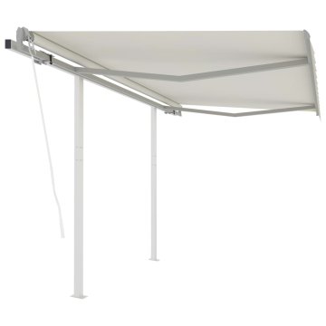 Vidaxl Avtomatsko zložljiva tenda s stebrički 3x2,5 m krem