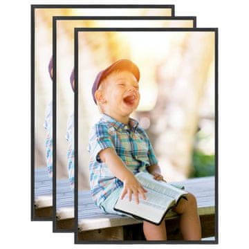 Vidaxl Foto okvirji 3 kosi stenski črni 42x59,4 cm MDF