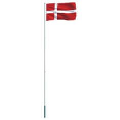 Vidaxl Zastava Danske in aluminijast zastavni drog 4 m
