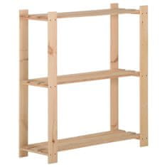 Vidaxl 3-nadstropni regal s policami 80x28,5x90 cm trdna borovina