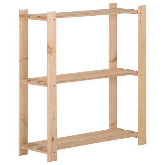 Vidaxl 3-nadstropni regal s policami 80x28,5x90 cm trdna borovina