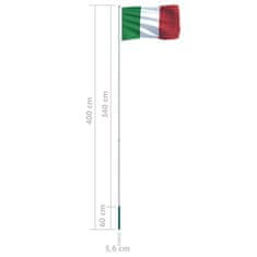 Vidaxl Zastava Italije in aluminijast zastavni drog 4 m