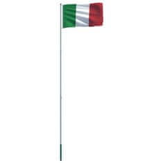 Vidaxl Zastava Italije in aluminijast zastavni drog 6 m