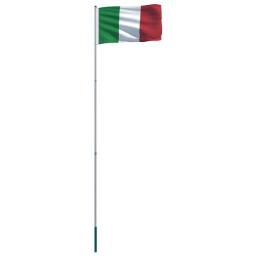 Vidaxl Zastava Italije in aluminijast zastavni drog 6 m