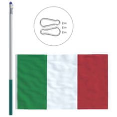 Vidaxl Zastava Italije in aluminijast zastavni drog 6 m