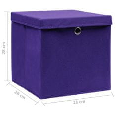 Greatstore Škatle s pokrovi 10 kosov 28x28x28 cm vijolične