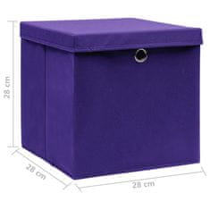 Vidaxl Škatle s pokrovi 4 kosi 28x28x28 cm vijolične