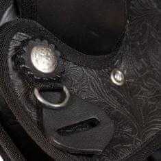 Vidaxl Western sedlo, uzda in oprsnica pravo usnje 17" črne barve