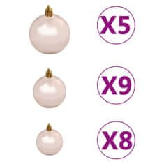 Vidaxl Umetna novoletna jelka z LED lučkami in bučkami bela 180 cm