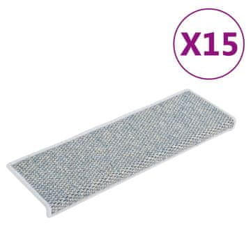 Vidaxl Samolepilne preproge za stopnice sisal 15 kosov 65x21x4cm modre