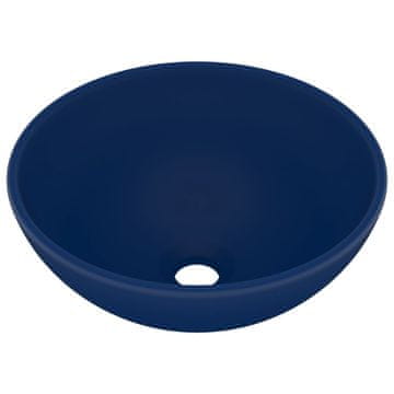 Vidaxl Razkošen umivalnik okrogel mat temno moder 32,5x14 cm keramičen