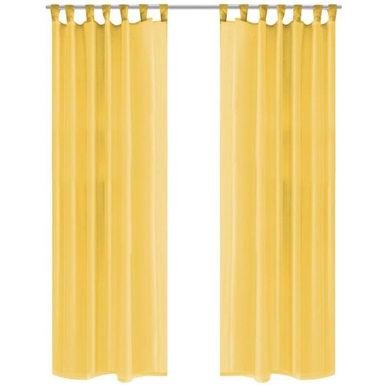 shumee vidaXL Prosojne zavese 2 kosa 140x175 cm rumene barve