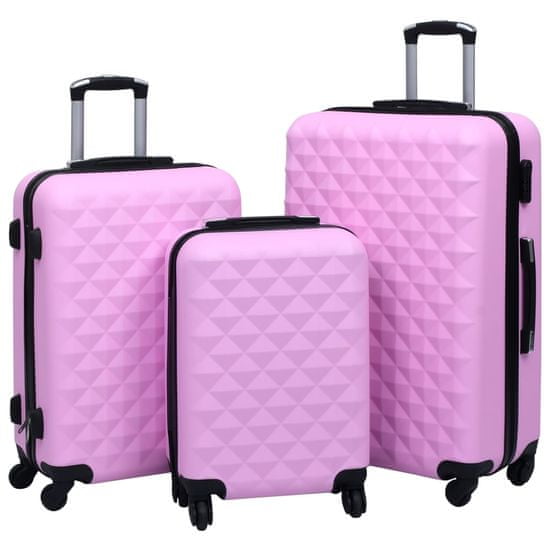 shumee Trdi potovalni kovčki 3 kosi roza ABS