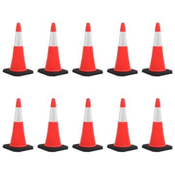 Vidaxl Odsevni prometni stožci z močnimi podstavki 10 kosov 75 cm