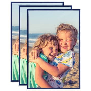Vidaxl Foto okvirji 3 kosi namiznii modri 21x29,7 cm MDF