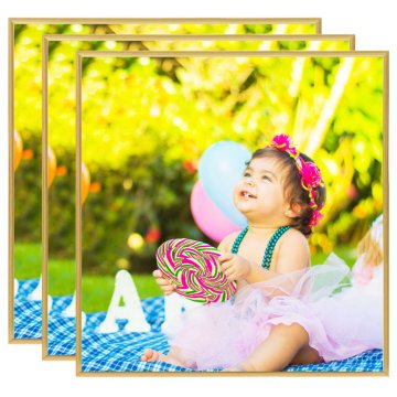 Vidaxl Foto okvirji 3 kosi stenski zlati 50x50 cm MDF