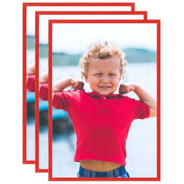 Vidaxl Foto okvirji 3 kosi namizni rdeči 10x15 cm MDF