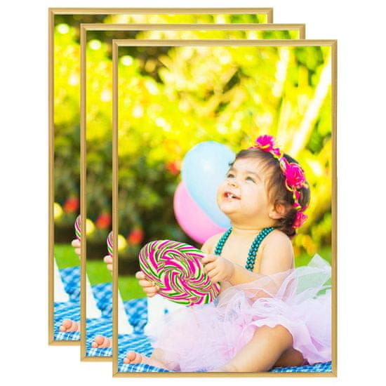 Vidaxl Foto okvirji 3 kosi stenski/namizni zlati 21x29,7 cm MDF