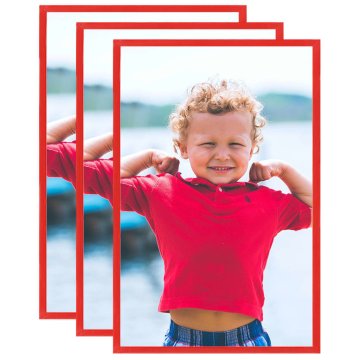 Vidaxl Foto okvirji 3 kosi stenski/namizni rdeči 28x35 cm MDF