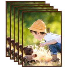 Vidaxl Foto okvirji 5 kosov stenski/namizni bronasti 15x21 cm MDF