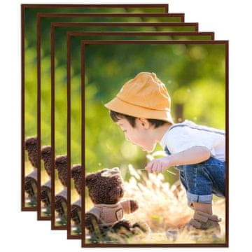 Vidaxl Foto okvirji 5 kosov stenski/namizni bronasti 15x21 cm MDF