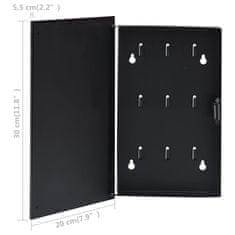 Vidaxl Omarica za ključe z magnetno tablo črna 30x20x4 cm
