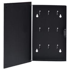 Vidaxl Omarica za ključe z magnetno tablo črna 30x20x4 cm
