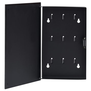 Vidaxl Omarica za ključe z magnetno tablo črna 30x20x4 cm