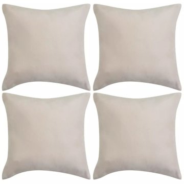 Vidaxl Prevleke za Blazine 4 kosi 40x40 cm Poliester Umetni Semiš Bež