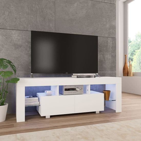 Vidaxl TV omarica z LED svetilkami visok sijaj bela 130x35x45 cm