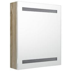 Vidaxl LED kopalniška omarica z ogledalom hrast 50x14x60 cm