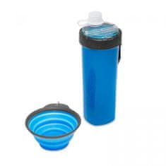 yummie Zložljiva posoda za vodo za psa + plastenka za vodo in hrano modra