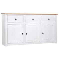 Vidaxl Komoda bela 135x40x80 cm trdna borovina Panama Range