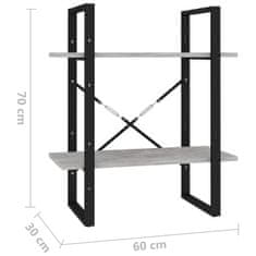 Vidaxl Knjižna omara 2-nadstropna betonsko siva 60x30x70 cm iverna pl.