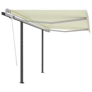 Vidaxl Ročna zložljiva tenda s stebrički 3,5x2,5 m krem
