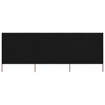 Vidaxl 3-panelni vetrobran tkanina 400x120 cm črn